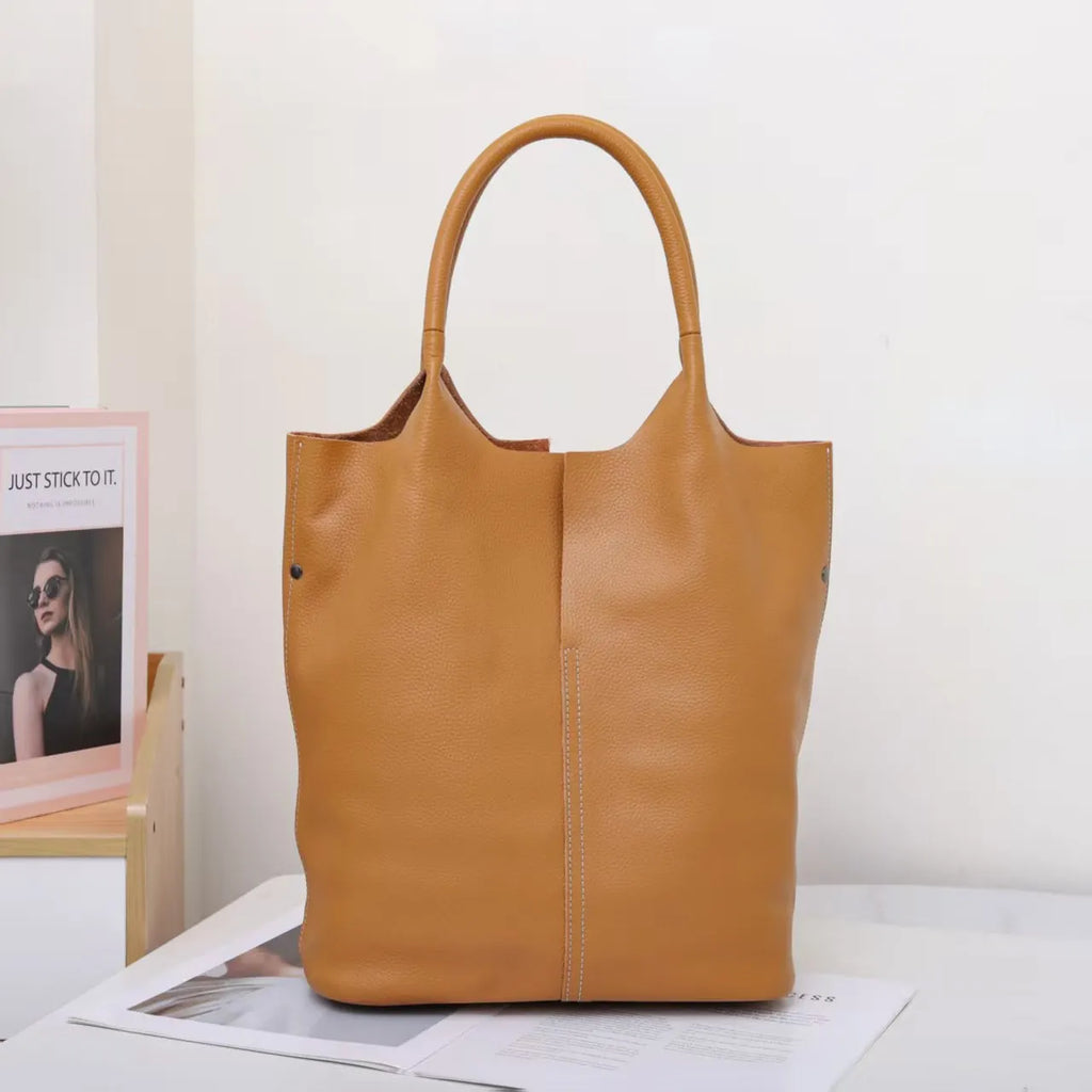 The Commuter Tote in full-grain cowhide leather — view 12