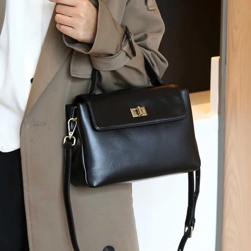 The Harlowe Satchel in oil-wax cowhide leather — view 4