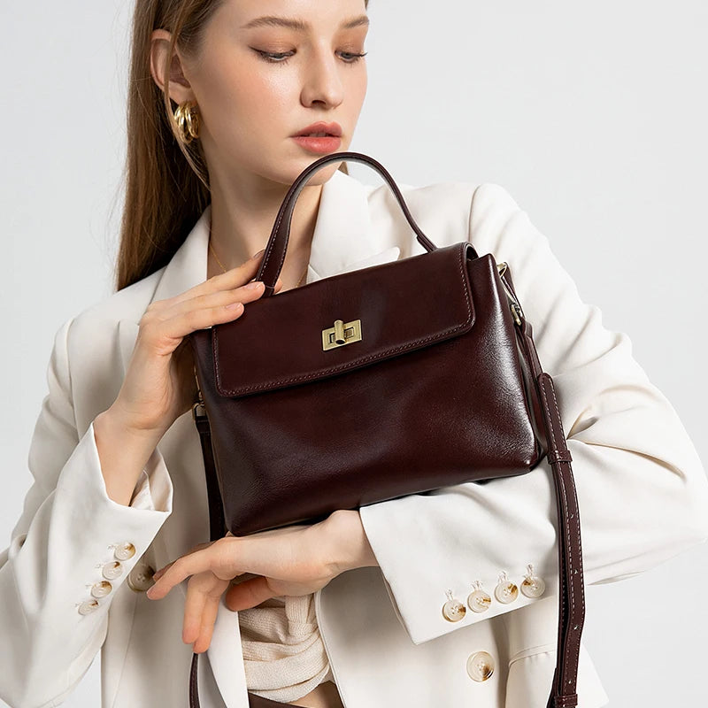 The Harlowe Satchel in oil-wax cowhide leather — view 2