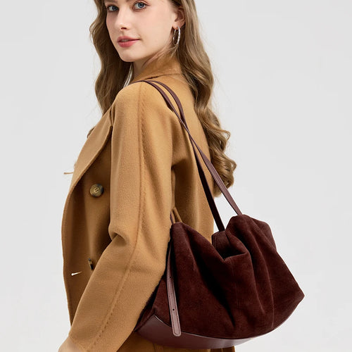 The Harlowe Hobo Tote in nubuck cowhide leather — view 2