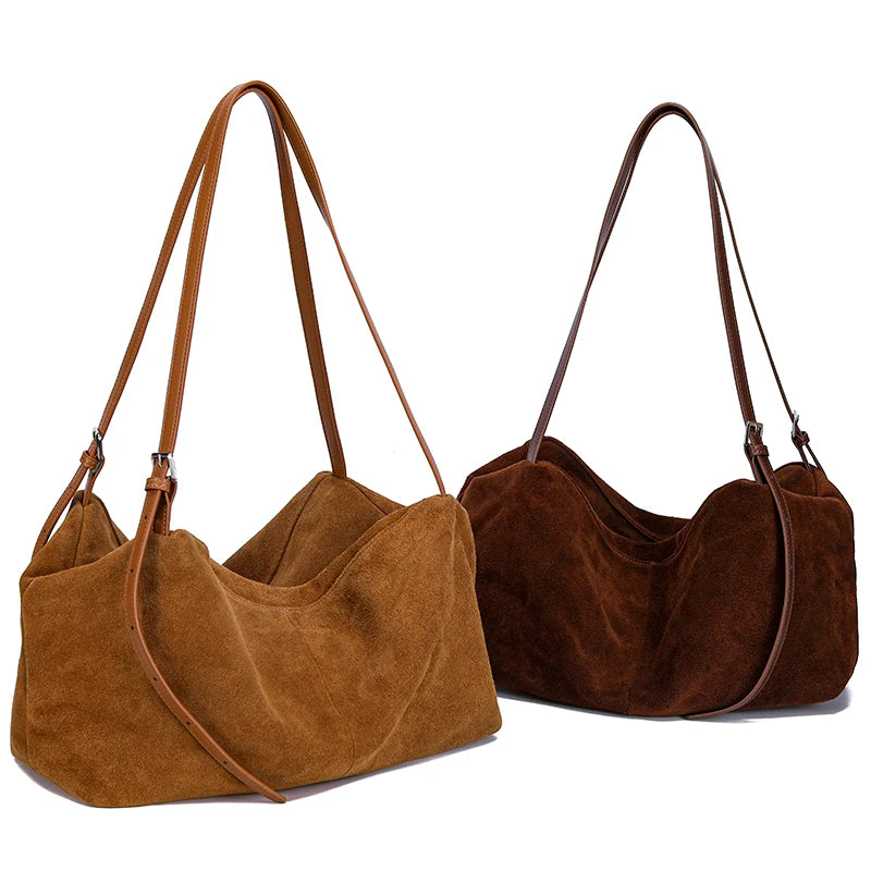 The Harlowe Hobo Tote in nubuck cowhide leather — view 5