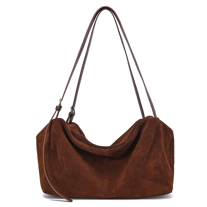 The Harlowe Hobo Tote in nubuck cowhide leather — view 7