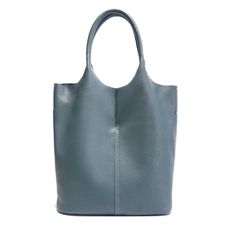 The Commuter Tote in full-grain cowhide leather — view 3