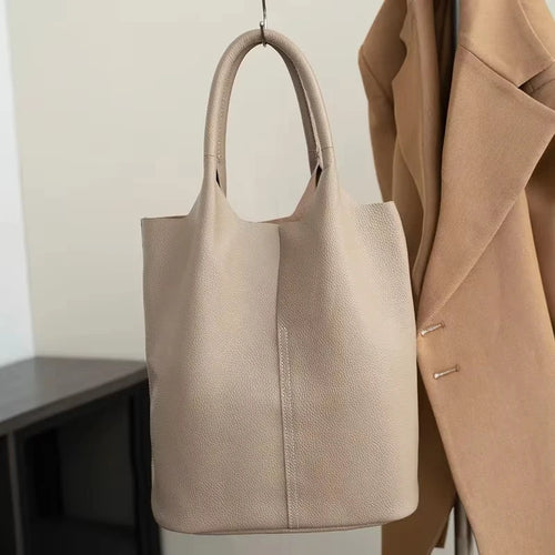 The Commuter Tote in full-grain cowhide leather — view 2