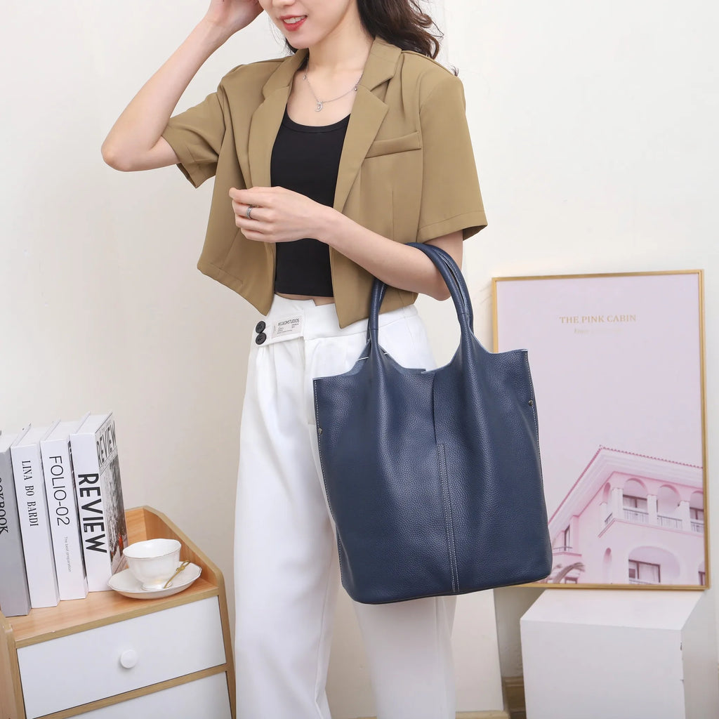 The Commuter Tote in full-grain cowhide leather — view 9