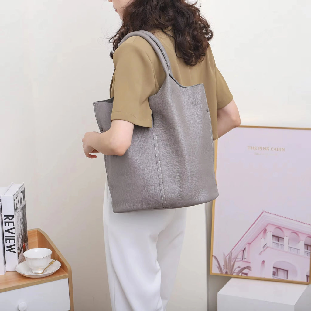 The Commuter Tote in full-grain cowhide leather — view 15