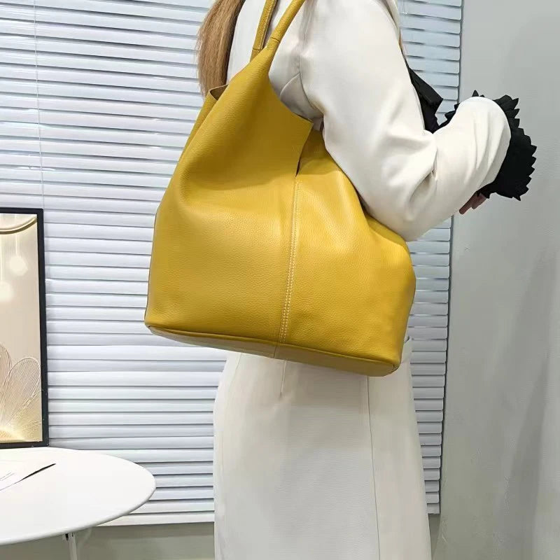 The Commuter Tote in full-grain cowhide leather — view 7