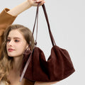 The Harlowe Hobo Tote in nubuck cowhide leather by Maison Harlowe