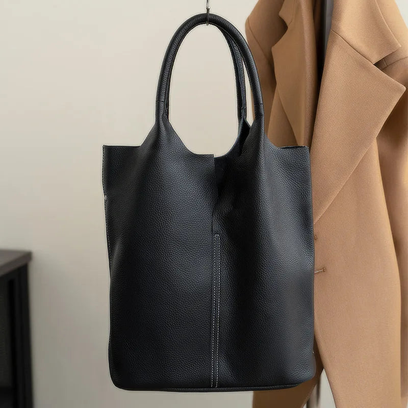 The Commuter Tote in full-grain cowhide leather — view 11