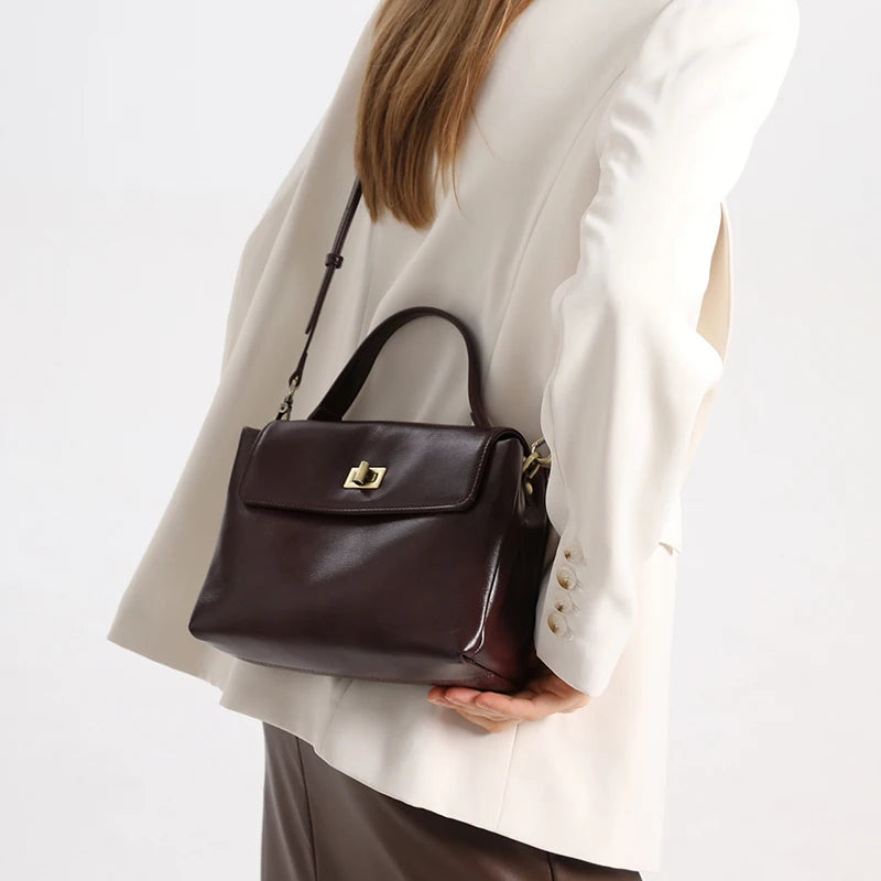 The Harlowe Satchel in oil-wax cowhide leather — view 3