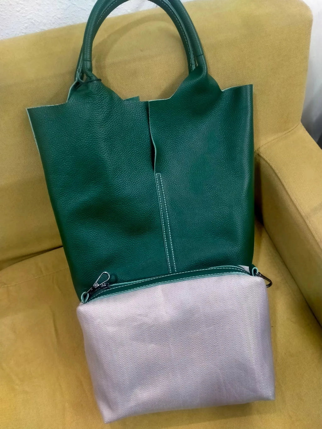 The Commuter Tote in full-grain cowhide leather — view 13