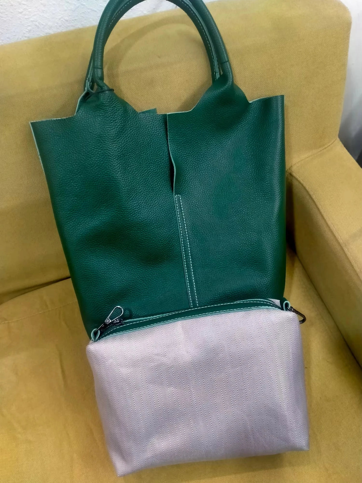 The Commuter Tote in full-grain cowhide leather — view 13