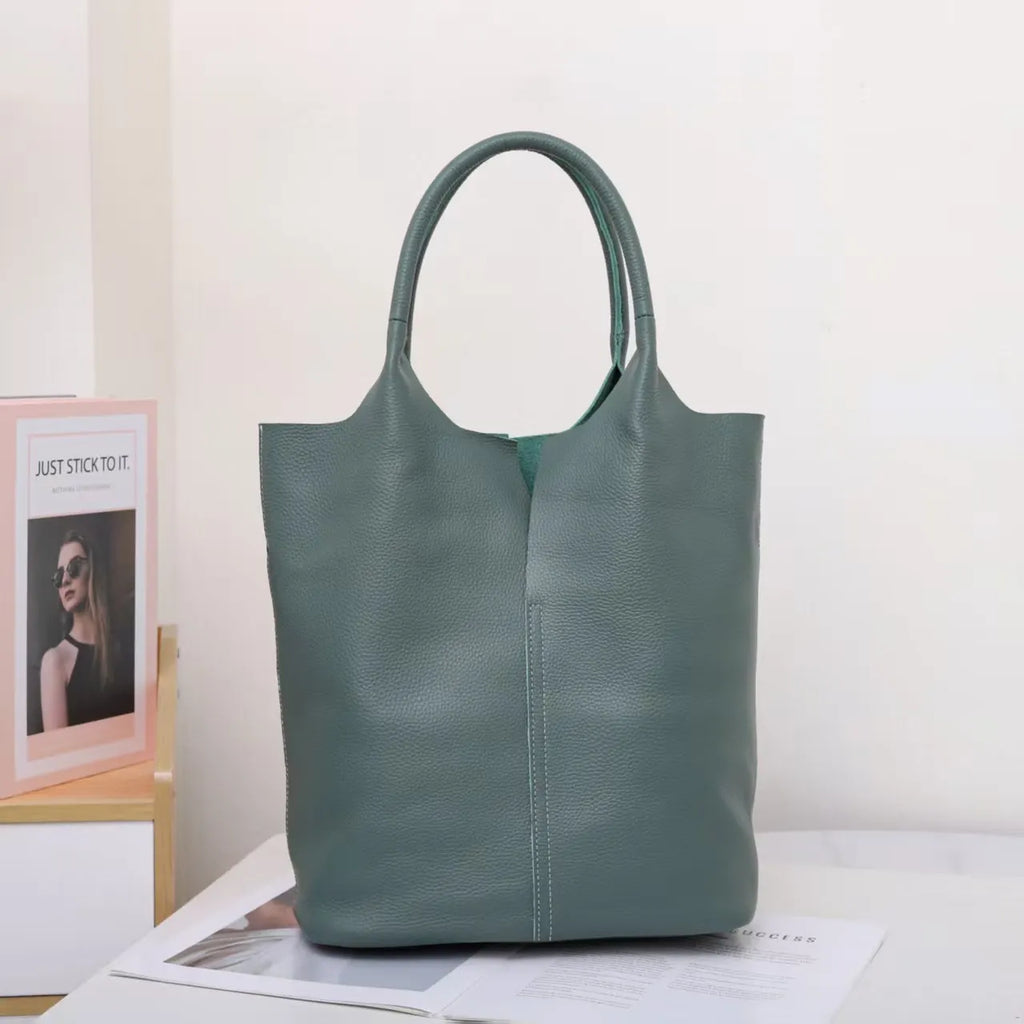 The Commuter Tote in full-grain cowhide leather — view 8