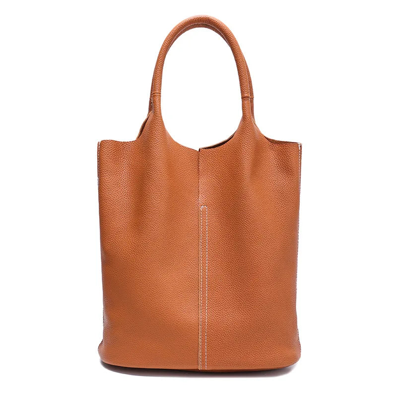 The Commuter Tote in full-grain cowhide leather — view 10