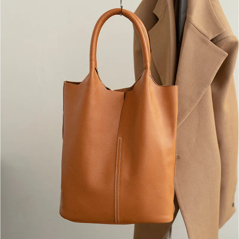 The Commuter Tote in full-grain cowhide leather — view 18