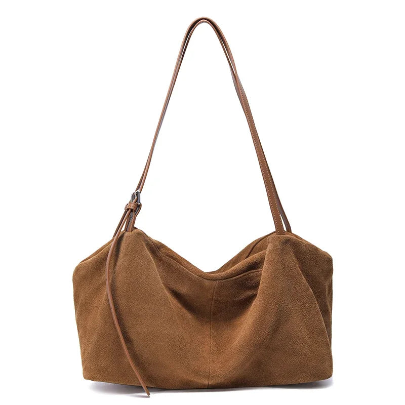 The Harlowe Hobo Tote in nubuck cowhide leather — view 6