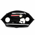 The Insert Organiser in pressed felt, compartments filled with a phone, notebook, bottle and cosmetics — Maison Harlowe